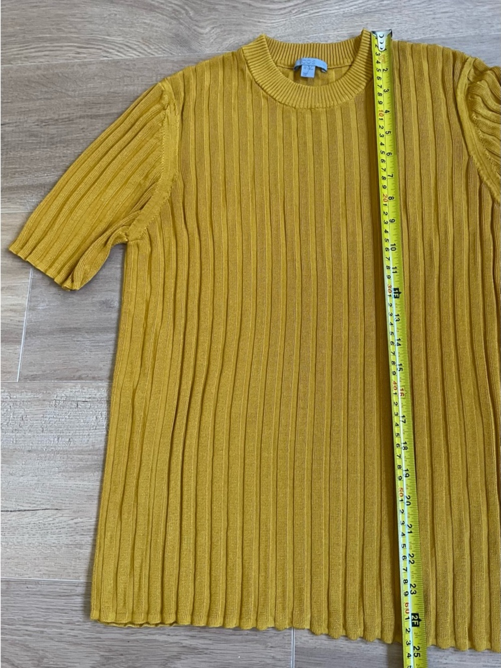 COS Ribbed Short-Sleeve Knit Top in Mustard L - Picture 8 of 8